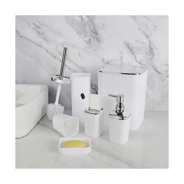 Mobileleb Bathroom Accessories White / Brand New Luxurious 6-Pieces Bathroom Accessories Set - 12010