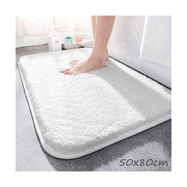 Mobileleb Bathroom Accessories White / Brand New Non-Slip Bath Mat, Super Soft Plush Shaggy 50x80cm - 98878