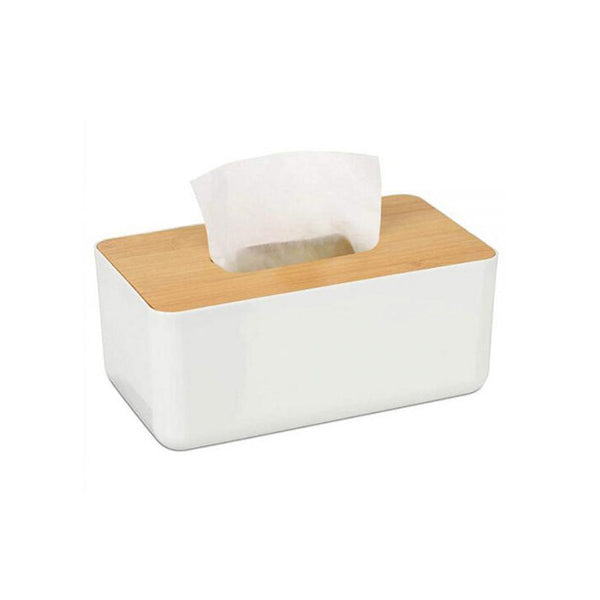 Mobileleb Bathroom Accessories White / Brand New Rectangle Tissue Box With Wood Lid - 96117