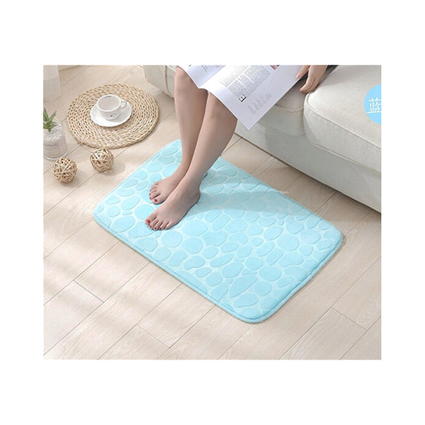 Mobileleb Bathroom Accessories Light Blue / Brand New Solid Color Stone Pattern Design Heat-Pressing Sponge Carpet - 14431