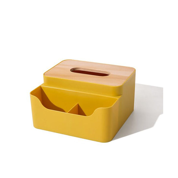 Mobileleb Bathroom Accessories Yellow / Brand New Tissue Box Holder with Storage Compartment - Size 17.5 x 17.5 x 10 cm - 97674
