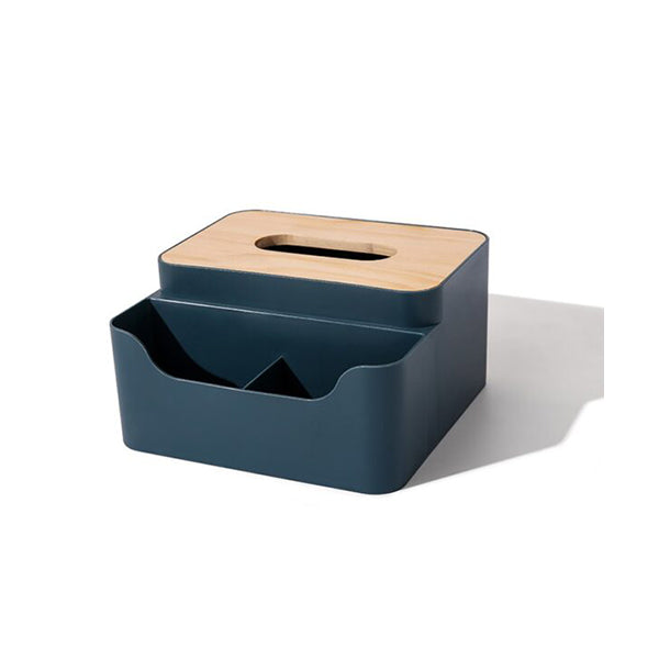 Mobileleb Bathroom Accessories Dark Blue / Brand New Tissue Box Holder with Storage Compartment - Size 17.5 x 17.5 x 10 cm - 97674