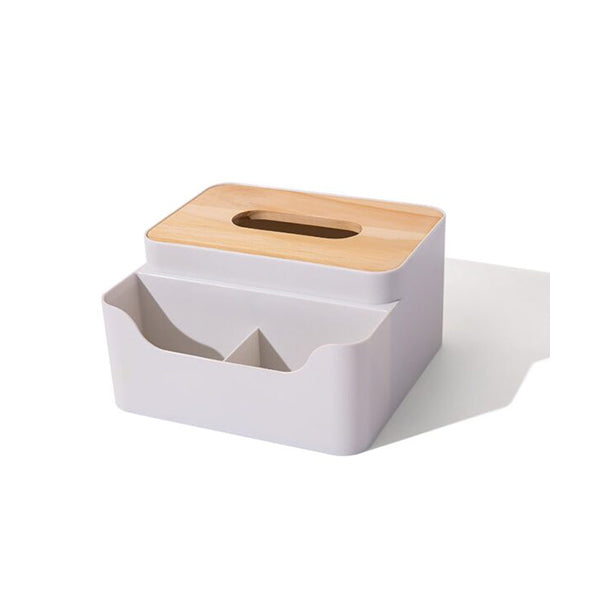 Mobileleb Bathroom Accessories White / Brand New Tissue Box Holder with Storage Compartment - Size 17.5 x 17.5 x 10 cm - 97674