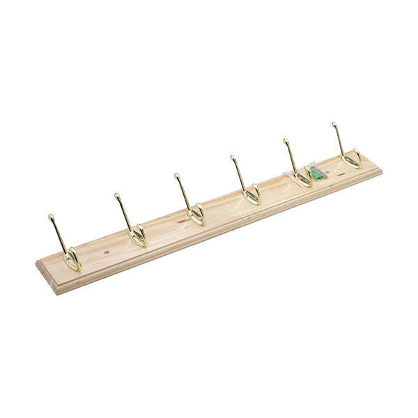 Mobileleb Bathroom Accessories Brown / Brand New / 6 Hooks Wooden Board Hook Rack - 11706, Available in Different Sizes