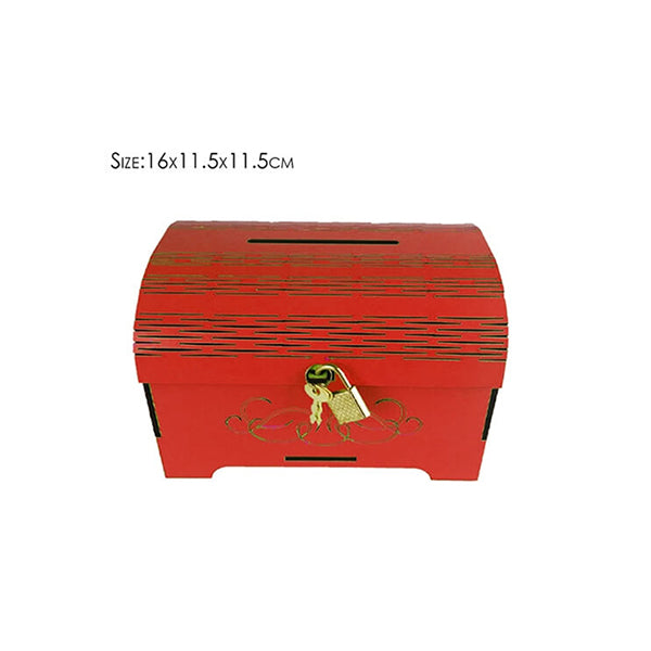 Mobileleb Business & Home Security Red / Brand New Treasure Box Money Safe Wood Made, Home Accessories, Money Safe, Wood Made - 15259