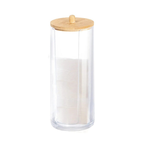 Mobileleb Cabinets & Storage Transparent / Brand New Cotton Swab Dispenser with Bamboo Lid