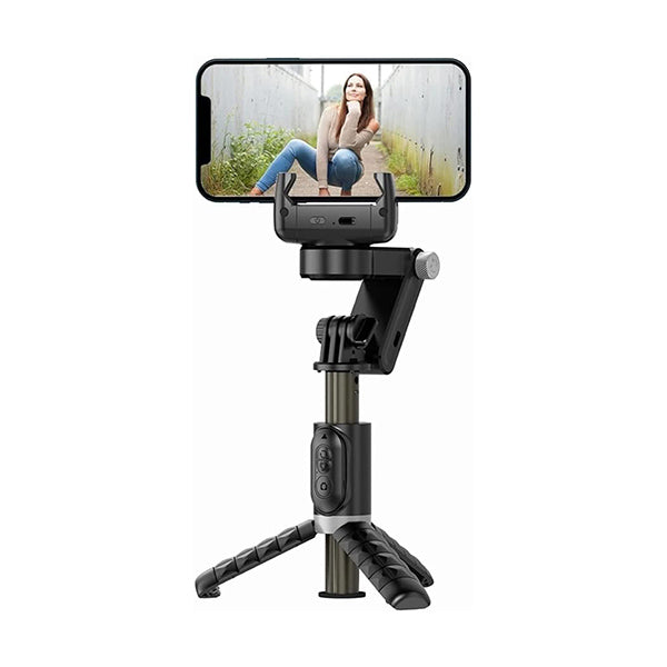 Mobileleb Camera & Optic Accessories Q18 Gimbal Stabilizer for Smartphone with Extendable Selfie Stick and Tripod, 3 Axis Selfie Stick Tripod with Face Tracking, 360° Rotation, 4 in 1 Portable Phone Tripod, Suitable for iPhone/Android