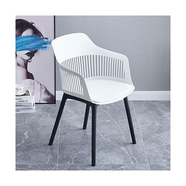 Mobileleb Chairs White / Brand New Hollow Back Plastic Armchair for Kitchen, Dining, and Living Room - 2023-086
