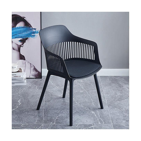 Mobileleb Chairs Black / Brand New Hollow Back Plastic Armchair for Kitchen, Dining, and Living Room - 2023-086