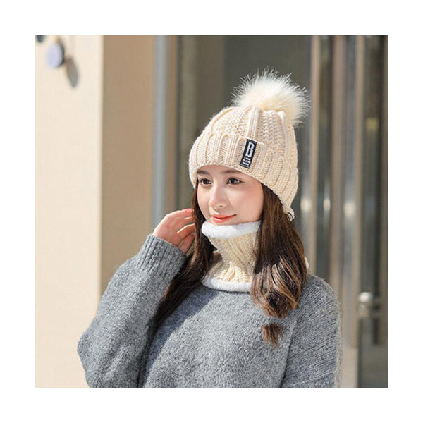 Mobileleb Clothing Accessories Beige / Brand New 2 Pcs Ball Cap and Scarf Soft Warm Snow - 97529