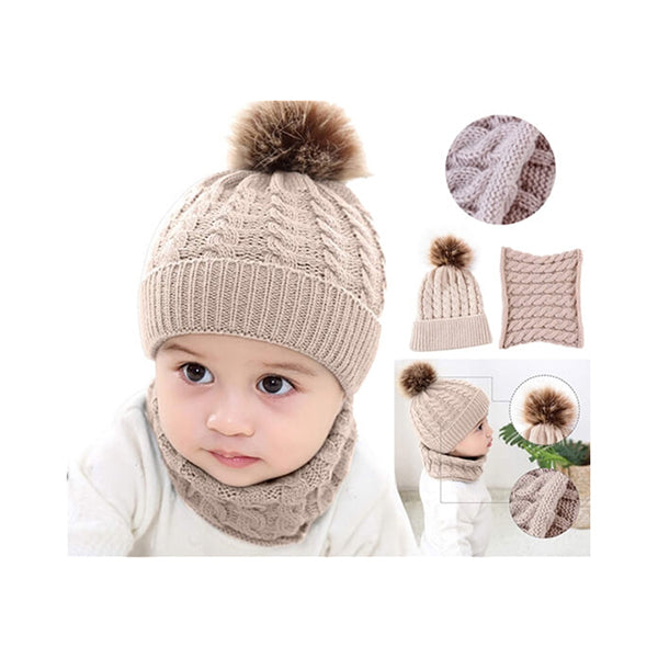 Mobileleb Clothing Accessories Beige / Brand New Hat Scarf Set of 2 Pcs, Winter Collection, Winter Set, Winter Ski Hat, Children Hat Set - 14400