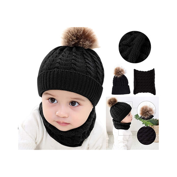Mobileleb Clothing Accessories Black / Brand New Hat Scarf Set of 2 Pcs, Winter Collection, Winter Set, Winter Ski Hat, Children Hat Set - 14400