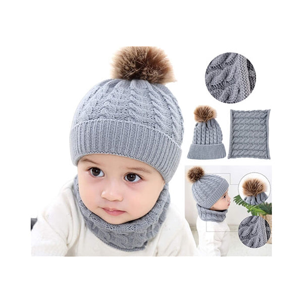 Mobileleb Clothing Accessories Grey / Brand New Hat Scarf Set of 2 Pcs, Winter Collection, Winter Set, Winter Ski Hat, Children Hat Set - 14400