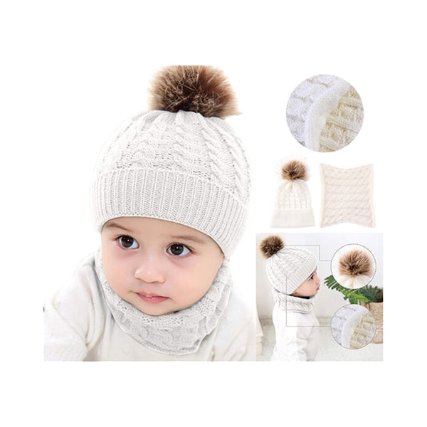 Mobileleb Clothing Accessories White / Brand New Hat Scarf Set of 2 Pcs, Winter Collection, Winter Set, Winter Ski Hat, Children Hat Set - 14400