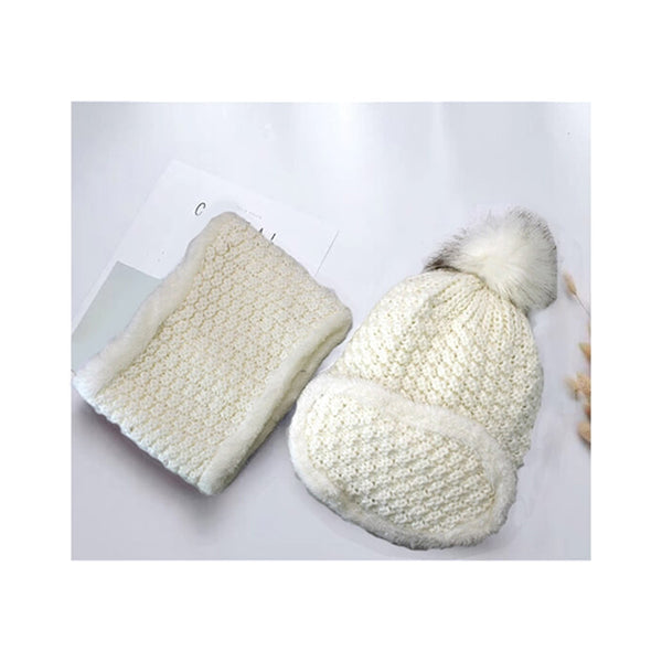 Mobileleb Clothing Accessories White / Brand New Hat Scarf Set of 3 Pcs, Winter Collection, Winter Set, Winter Ski Hat, Adults Hat Set - 14440