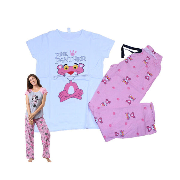 Mobileleb Clothing Blue / Brand New Women’s Blue Cotton Printed Night Suit – Pink Panther - Size Large