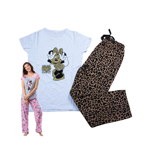 Mobileleb Clothing White / Brand New Women’s Cotton Blue Printed Night Suit – Tiger Minnie Mouse - Size Large