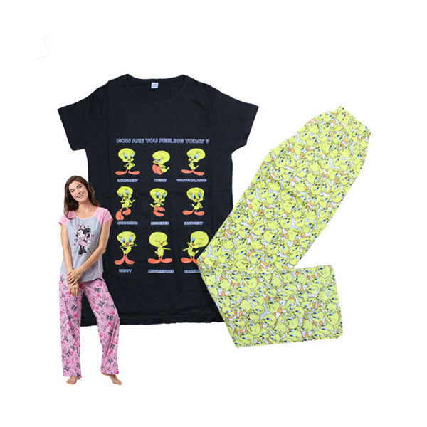 Mobileleb Clothing Black / Brand New Women’s Cotton Printed Night Suit – Tweety How Are You - Size M