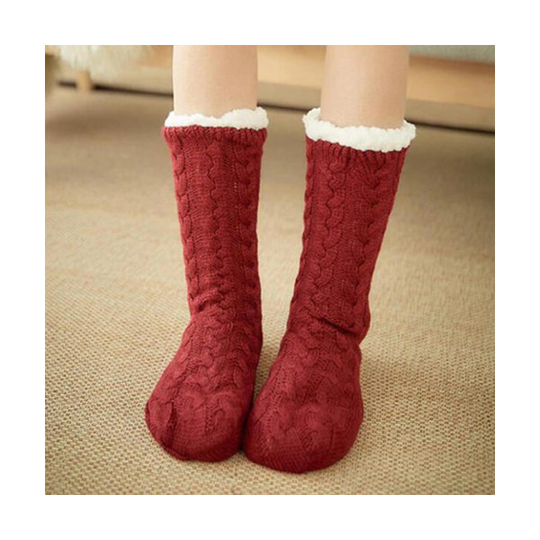 Mobileleb Clothing Red / Brand New Women Slipper Socks Winter Warm Fleece - 97391, Available in Different Colors