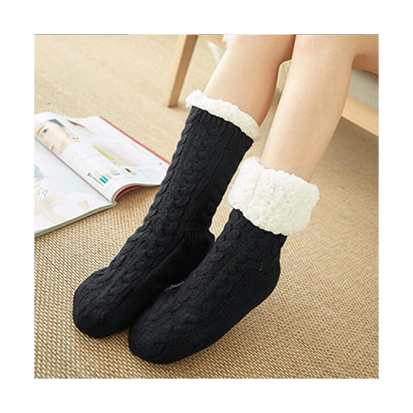 Mobileleb Clothing Black / Brand New Women Slipper Socks Winter Warm Fleece - 97391, Available in Different Colors