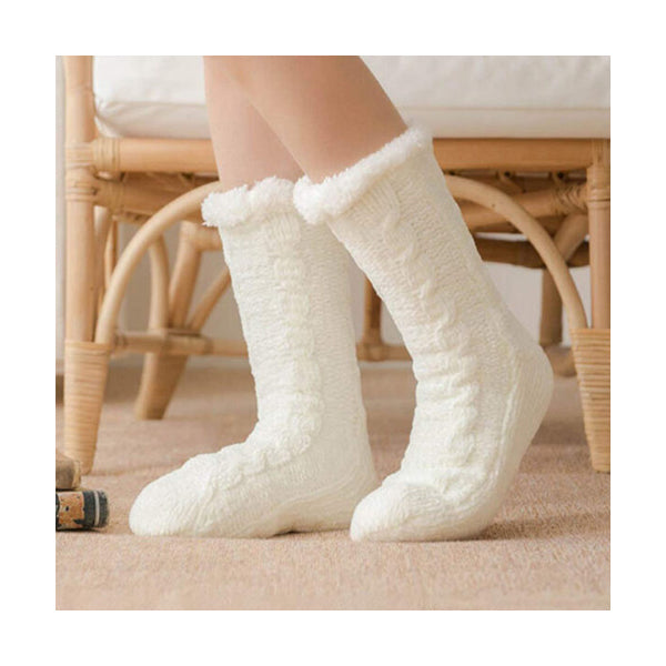 Mobileleb Clothing White / Brand New Women Slipper Socks Winter Warm Fleece - 97391, Available in Different Colors