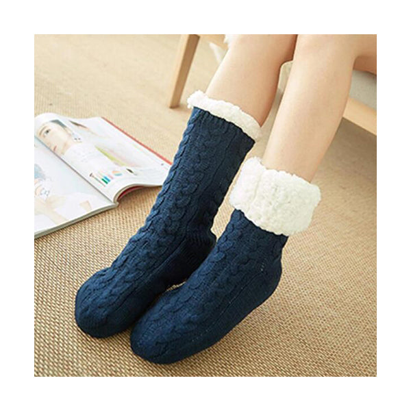 Mobileleb Clothing Navy / Brand New Women Slipper Socks Winter Warm Fleece - 97391, Available in Different Colors