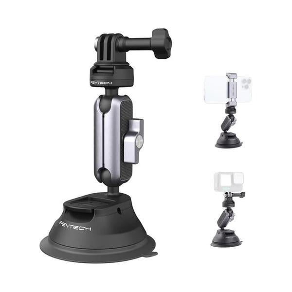 Mobileleb Communications PGYTECH CapLock Suction Cup Car Mount Compatible with DJI OSMO Action 6/5 Pro/4/3, Gopro Hero 13/12/11/10, OSMO Pocket 3, Insta360 Ace Pro 2/X5/X4/ONE RS/R, Action Camera with 1/4"-20 Thread