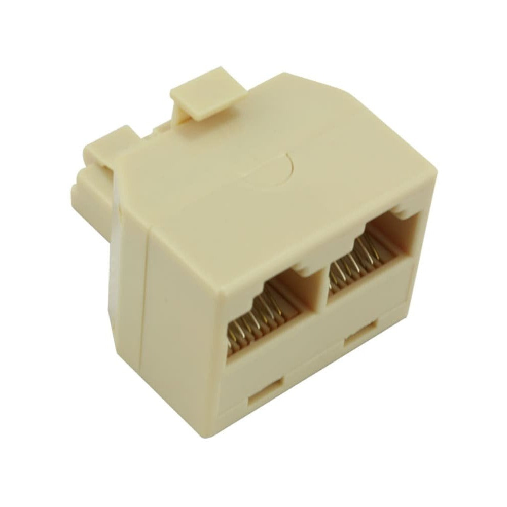 Mobileleb Communications White / Brand New Plug Telephone 2 x 8P8C to Male Plug Network Cable Adapter - P229