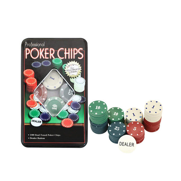Mobileleb Green / Brand New Cool Gift 100Pcs Poker Chips In Tin Box - 88049