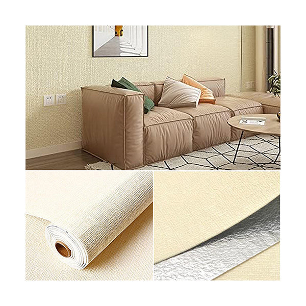 Mobileleb Decor Beige / Brand New 3D Wall Panel Linen Texture Peel-and-Stick Waterproof Wallpaper for Living Room and Bedroom Wall Decoration - 10300