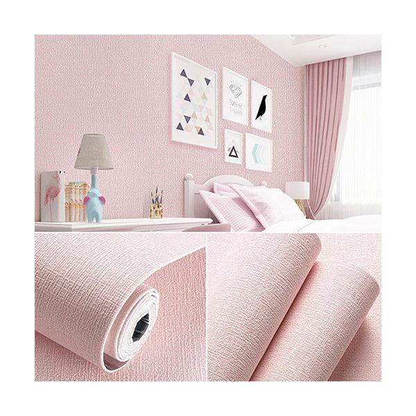 Mobileleb Decor Pink / Brand New 3D Wall Panel Linen Texture Peel-and-Stick Waterproof Wallpaper for Living Room and Bedroom Wall Decoration - 50*1000cm - 10300