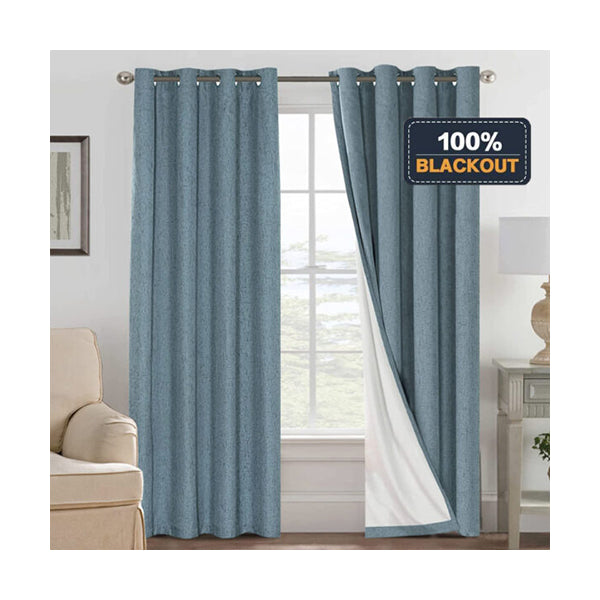 Mobileleb Decor Blue / Brand New Blackout Curtains 140x240cm, Textured Linen Look