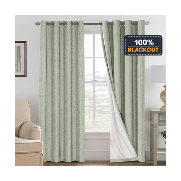 Mobileleb Decor Green / Brand New Blackout Curtains 140x240cm, Textured Linen Look