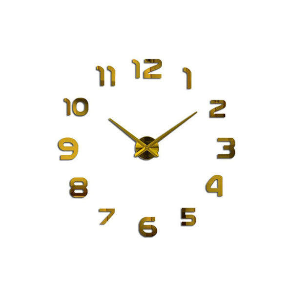 Mobileleb Decor Gold / Brand New DIY Wall Clock 3D Mirror, Clock Wall Stickers - 100cm