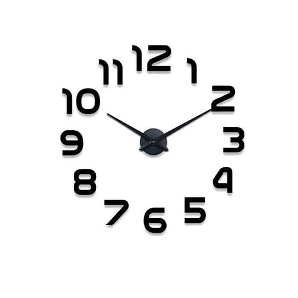 Mobileleb Decor Black / Brand New DIY Wall Clock 3D Mirror, Clock Wall Stickers - 120Cm - 89307-120
