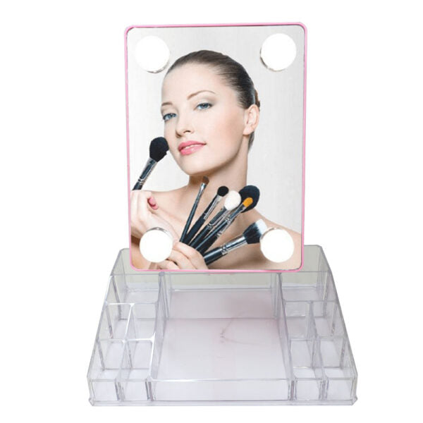 Mobileleb Decor Transparent / Brand New Lighted Mirror with Acrylic Cosmetic Organizer - 96051