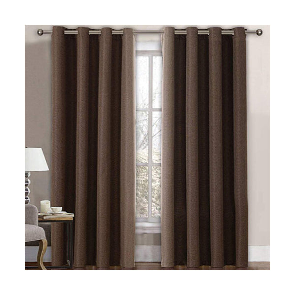 Mobileleb Decor Brown Linen Blackout Curtain 140x260cm - 97361