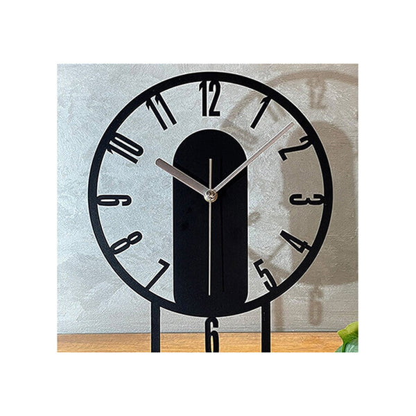 Mobileleb Decor Black/silver / Brand New Metal Decorative Table Top Clock - 15566