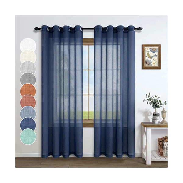 Mobileleb Decor Navy / Brand New Sheer Curtains Voile Light Filtering - 11181