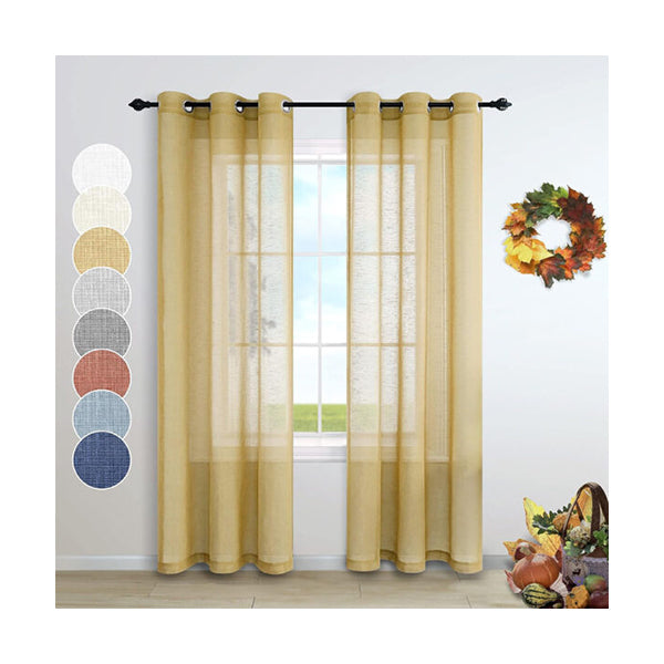 Mobileleb Decor Beige / Brand New Sheer Curtains Voile Light Filtering - 11181