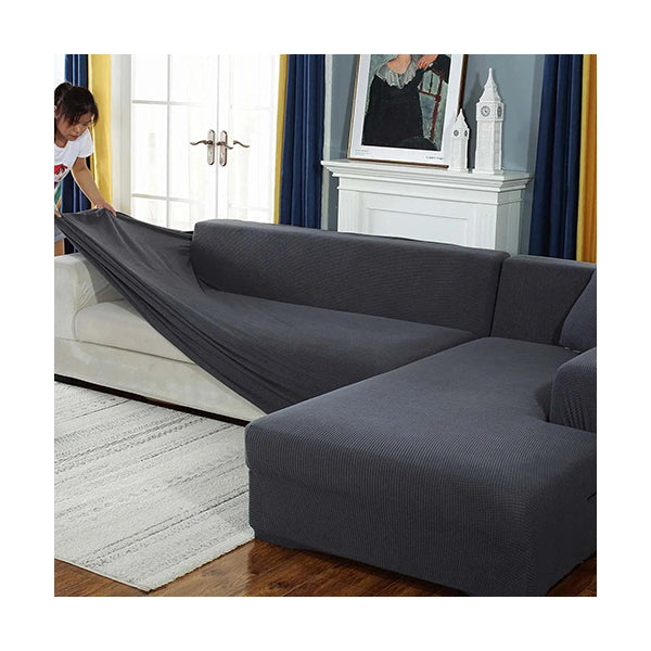 Mobileleb Decor Dark Grey / Brand New Universal Large Shape Sofa Cover Spandex Super Soft Stretch for Living Room, Anti Slip, 3+3 Seater - 12365