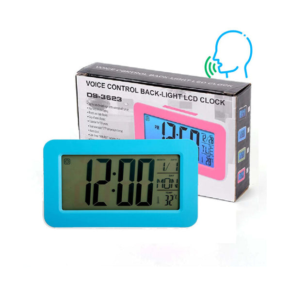 Mobileleb Decor Blue / Brand New Voice Control Back Light LCD Clock DS-3623 - 10102