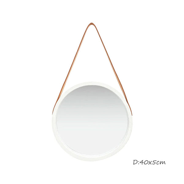 Mobileleb Decor White / Brand New Wooden Round Hanging Decorative Vanity Mirror 6015L - 98685