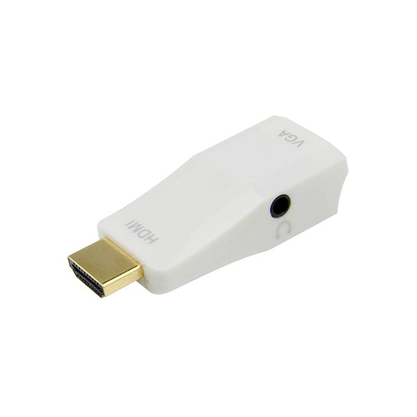 Mobileleb Electronics Accessories White / Brand New HDMI to Mini VGA Male to Female Converter for Computer, Desktop, Laptop, PC, Monitor, Projector, and more with Audio - G189