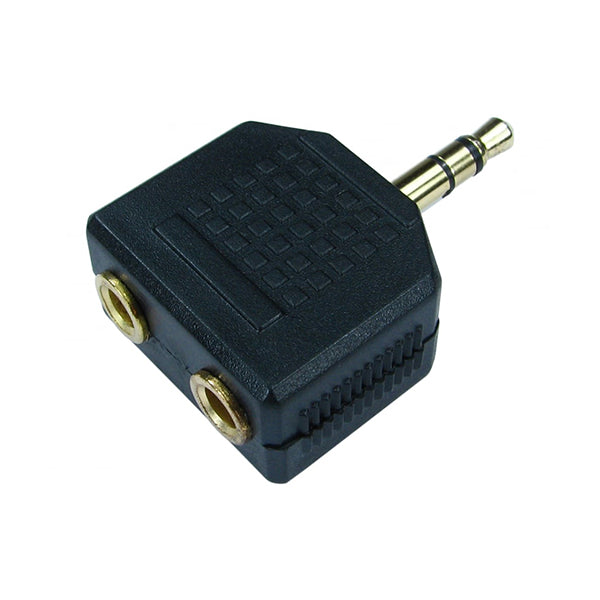 Mobileleb Electronics Accessories Black / Brand New Plug 1 x 3.5mm Male Audio to 2 x 3.5mm Female Audio Adapter to  Double PC Speaker Input - P202