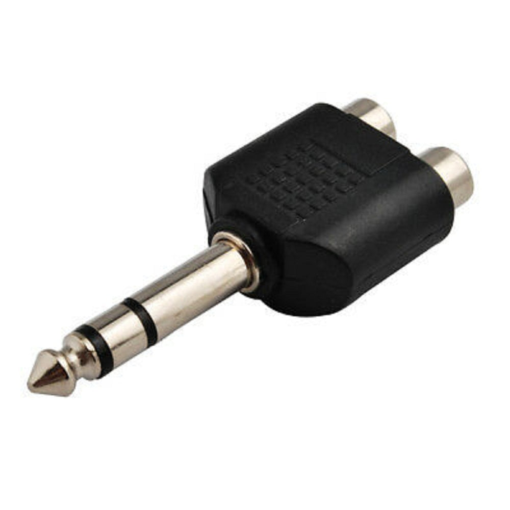 Mobileleb Electronics Accessories Black / Brand New Plug 2 x RCA Female Adapter to 6.5mm Male Audio Connector - P233