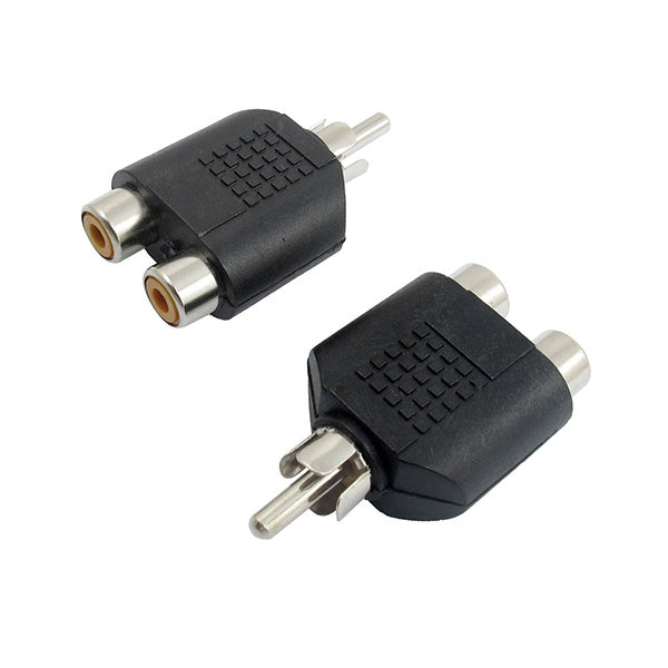 Mobileleb Electronics Accessories Black / Brand New Plug AV Audio 1 RCA Male Plug to 2 RCA Female Adapter Connector - P232