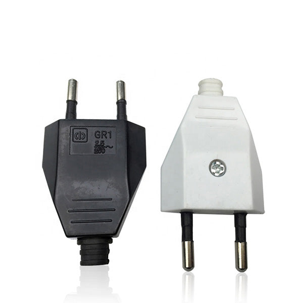 Mobileleb Electronics Accessories White / Brand New Plug Rewireable 2 Pin Round AC Power Plug - P222