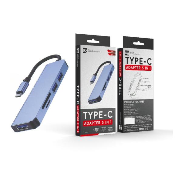 Mobileleb Electronics Accessories R8 Adapter 8-in-1 Type-C to HDTV, Type-C X 1, USB X 2, 4K UHD - AH07