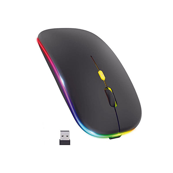 Mobileleb Electronics Accessories Black / Brand New Wireless Rechargeable Optical Mouse with Light 2.4GHz – 1760 - CMO760